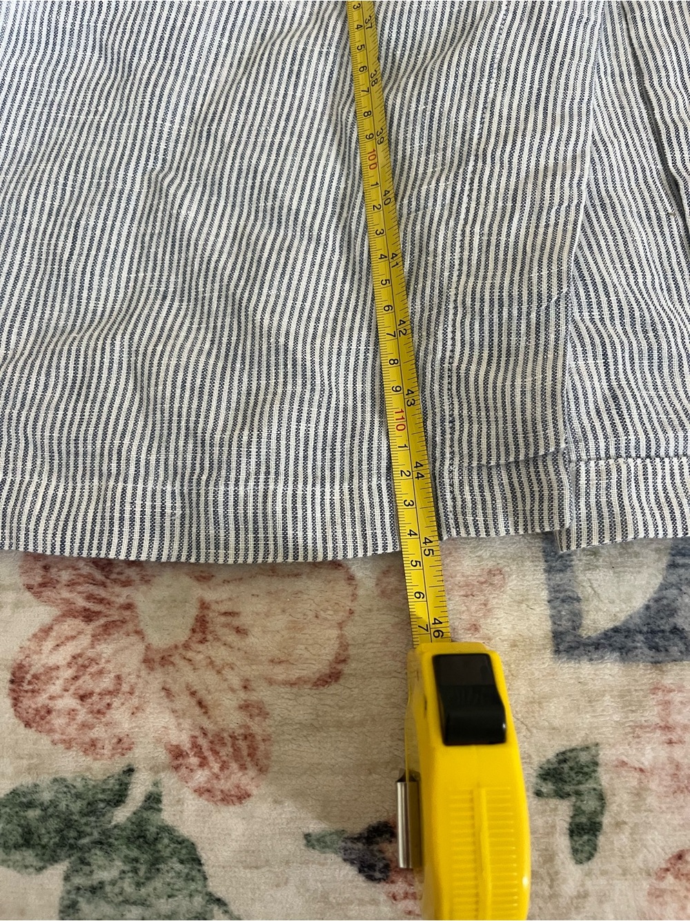 Quince 100% Linen Blue White Pinstripe Midi Dress with Tie Waist Buttons - Large - Picture 10 of 10